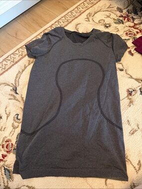 Striped Short Sleeve Tunic Dress in Charcoal Gray LuLuLemon